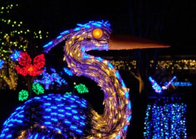 Heron made of colorful holiday lights