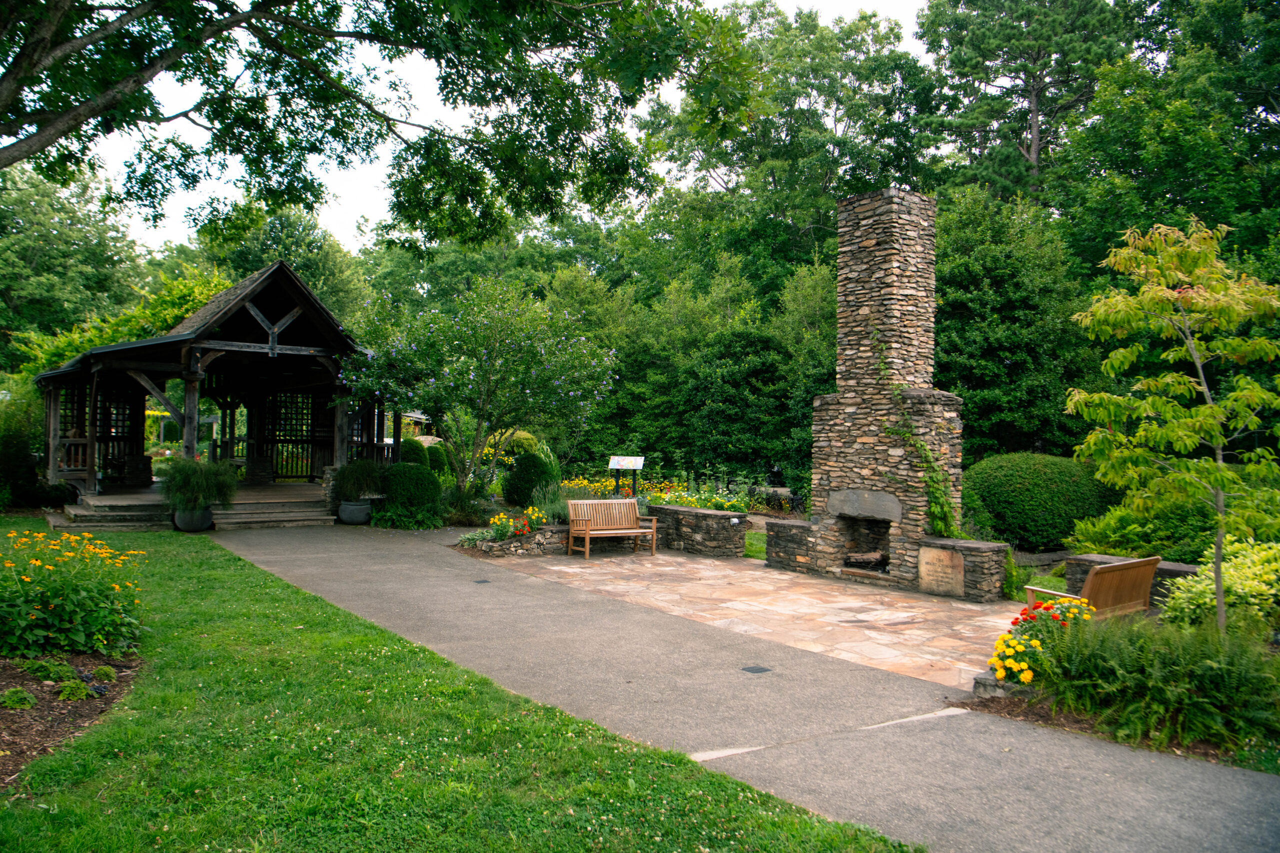 Heritage Garden chimney and arbor